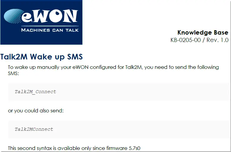 Talk2M Wake up SMS